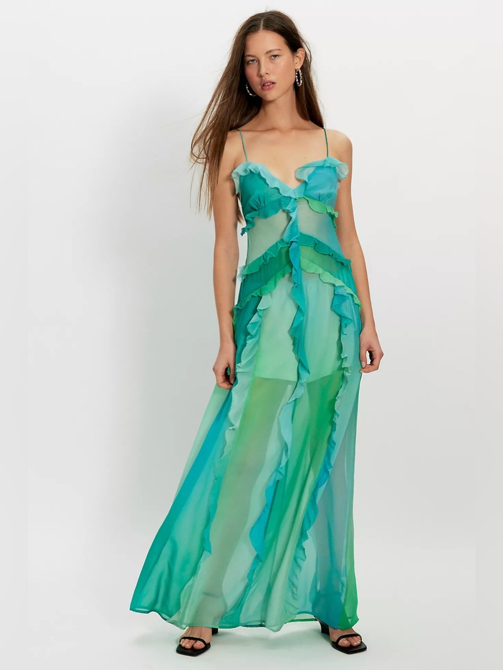 Hensen & Gretel LAILA SILK MAXI DRESS AURA Ombre green
